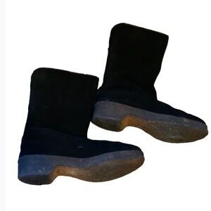 Vintage Kandahar black suede winter boots with Sherpa lining Size 5